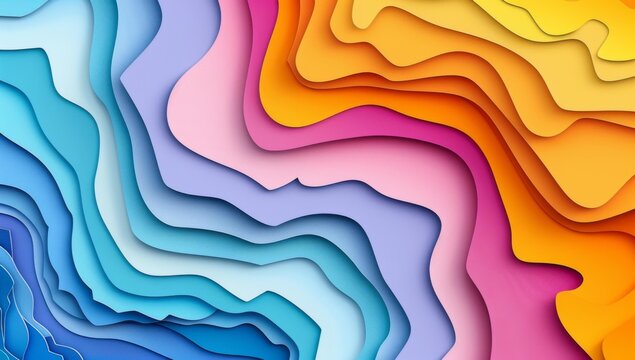 A colorful abstract background with many different colored paper shapes. AI.