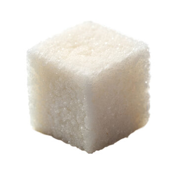 White sugar cube isolated on transparent background