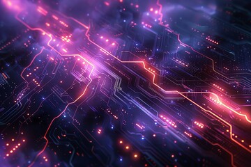 Fototapeta premium Abstract Circuit Board with Glowing Lines