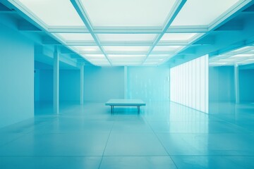 Obraz premium meeting room, white and bright with a blue spotlight