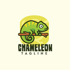Chameleon cartoon character and cute mascot illustration logo template vector design