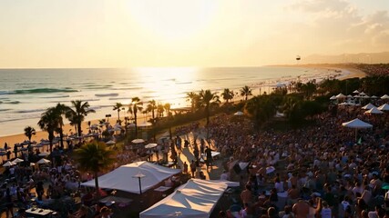 DJ mixing outside during a beach party event