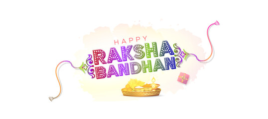 Greeting of Rakhi or Happy Raksha Bandhan. Indian culture and religion festival.