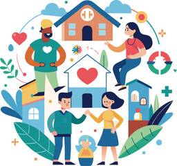 Community care, Community help, Community Health concept vector use for various. 