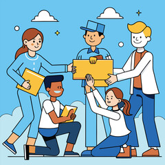 Community care, community help concept vector use for various. 