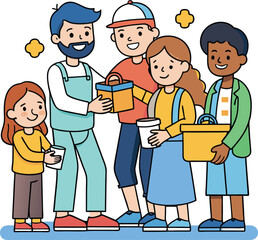 Community care, community help concept vector use for various. 