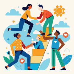 Community care, community help concept vector use for various. 