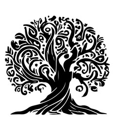 Silhouette of an Abstract Decorative Tree