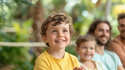 Fototapeta premium Happy kid enjoying special day at the zoo.
