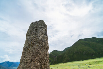 tombstone monument of of the Bulan-Kobin (Bulan-Koba) culture in the Kur-Kechu tract in the Katun...