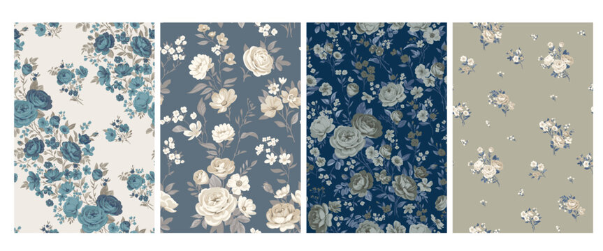 Seamless pattern with vintage roses for summer dress fabrics