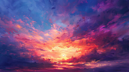 Fototapeta premium Abstract vivid sky at sunset