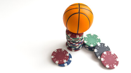 The casino chips isolated on white background