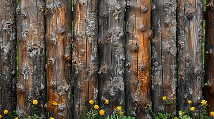 Obraz premium Timber barrier constructed from logs.