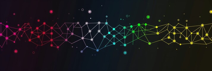 Fototapeta premium Dynamic Interconnectivity: Colorful Abstract Network Diagram on a Dark Background