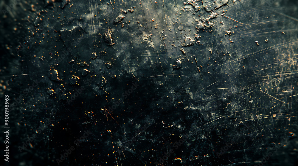 Aufkleber Dust and scratches design. Aged photo editor layer. Black grunge abstract background. Copy space.