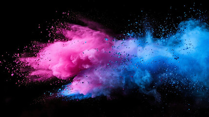 Explosion of colored powder on black background