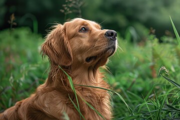 Obraz premium Golden Retriever in a luxurious setting, emphasizing the breed's elegance and charm