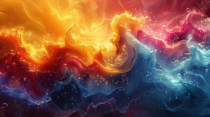 Fototapeta premium Produce a bright and vibrant digital artwork visualizing the colors of music genres