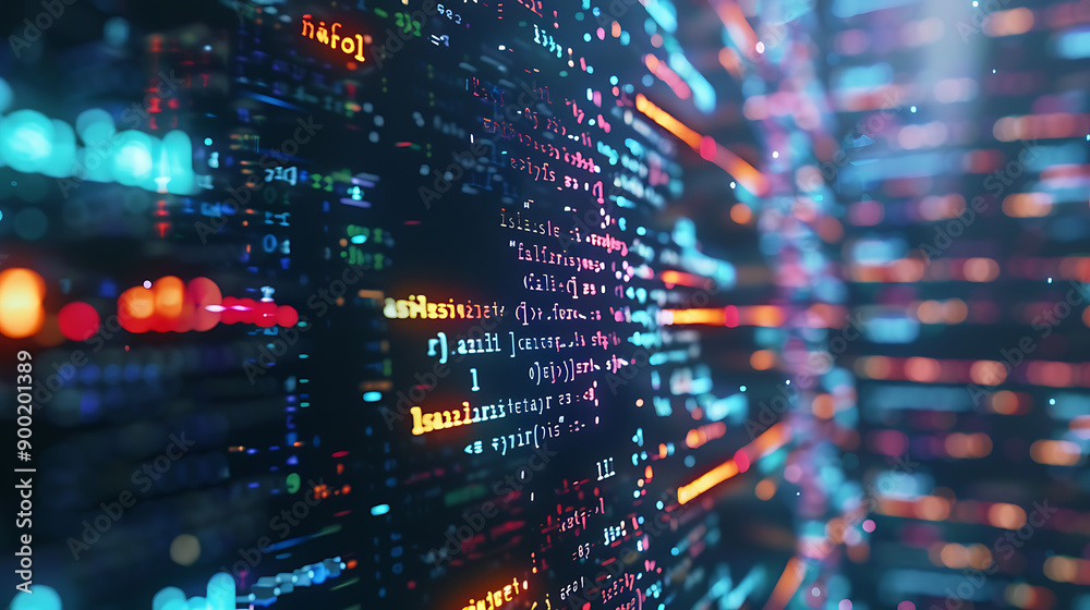 Poster Programming code abstract technology background of software developer and  Computer script