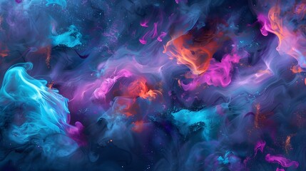 Fototapeta premium noctilucent opalescence, neon glow in the dark ink splatter, smoke organic shapes, colorful iridescence and opaline effect