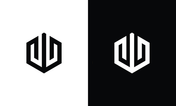 uu u modern hexagon geometric ambigram logo template