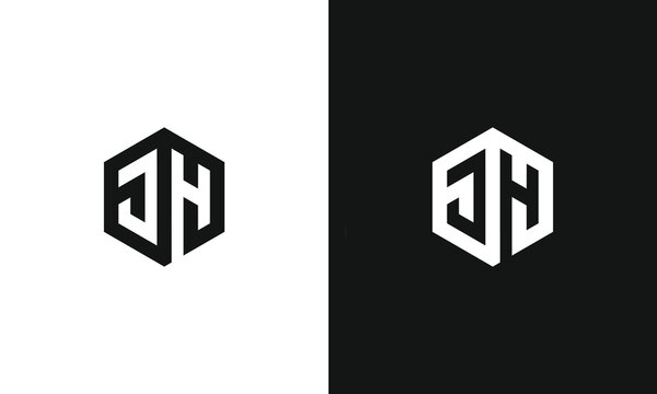 j h jh hj modern hexagon geometric ambigram logo template
