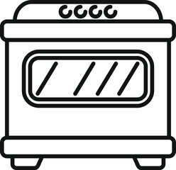 Simple black and white line drawing of a kitchen oven for baking