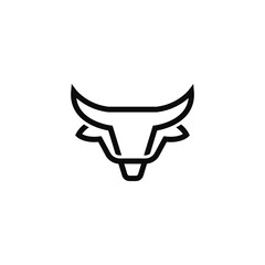 Bull Buffalo head Icon in minimal modern futuristic black in white. Animal logo template for strong wild brave zoo technology gym sport brand