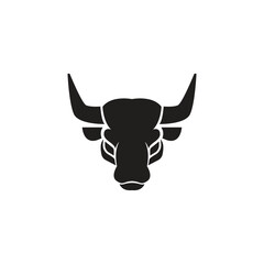 Bull Buffalo head Icon in minimal modern futuristic black in white. Animal logo template for strong wild brave zoo technology gym sport brand