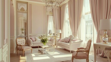 classic interior with soft pastel colors, perfect for a serene and sophisticated home environment with this inviting photo.