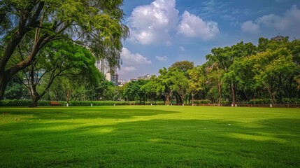 Obraz premium standing shot, the lawn of a city park 