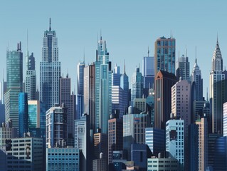 Obraz premium A skyline with many skyscrapers 