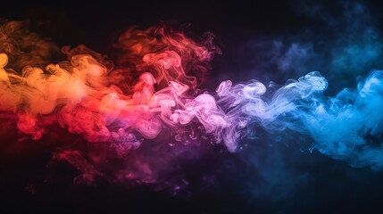 Fototapeta premium Abstract colorful smoke swirls on a black background.