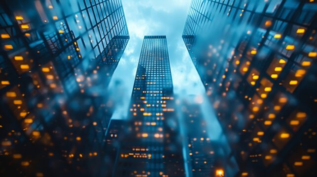 a close up photo of a modern city skyline