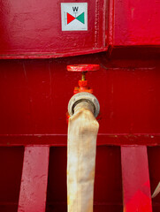 Closeup view of fire hydrant valve