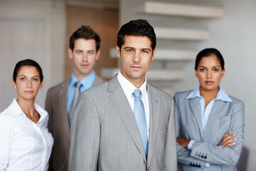 Confident, group and portrait of business people in office for corporate career and supply chain or project management. Operations team, compliance and problem solving for company and professional.