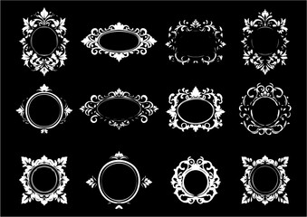 Intricate Collection of Twelve Vintage Floral Frames with Elegant Designs For Cards, Posters, Brochures, and Backgrounds