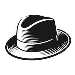 Clean Black and white vector silhouette of a Hat on white background