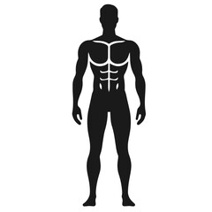 Clean Black and white vector silhouette of a Man body on white background