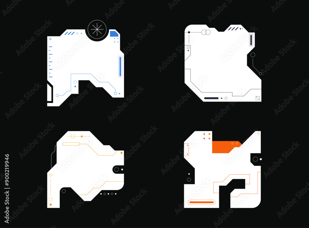 Poster futuristic interface ui elements. futuristic hud elements. hud interface set. vector illustration.