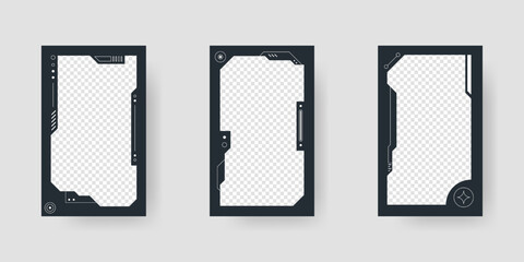 Abstract sci-fi frame. Hud interface design style. Digital futuristic element. Cyberpunk style. Design for banner, card, player card game, background.