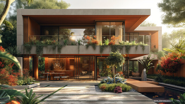 photorealistic hd high res ultra high quality front view morning modern house grey concrete tiles and finished concrete ground pakistani architechture style and first floor 450 sq ft, Flat roof, perfe