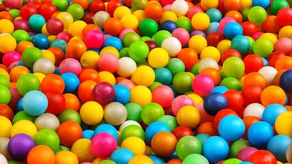 Colorful plastic balls in a children's playroom. Bright background