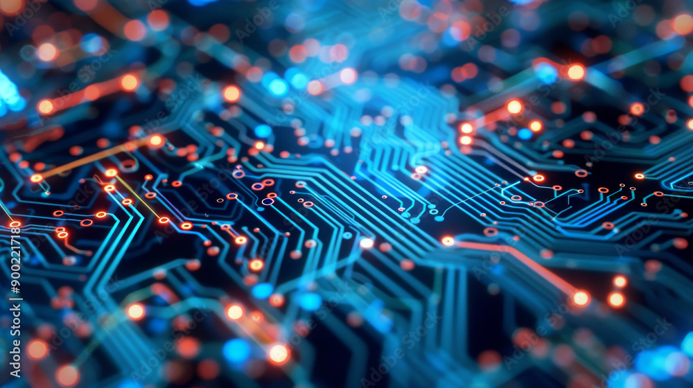 Poster ai circuit design, a combination of machine learning and advanced network technology.