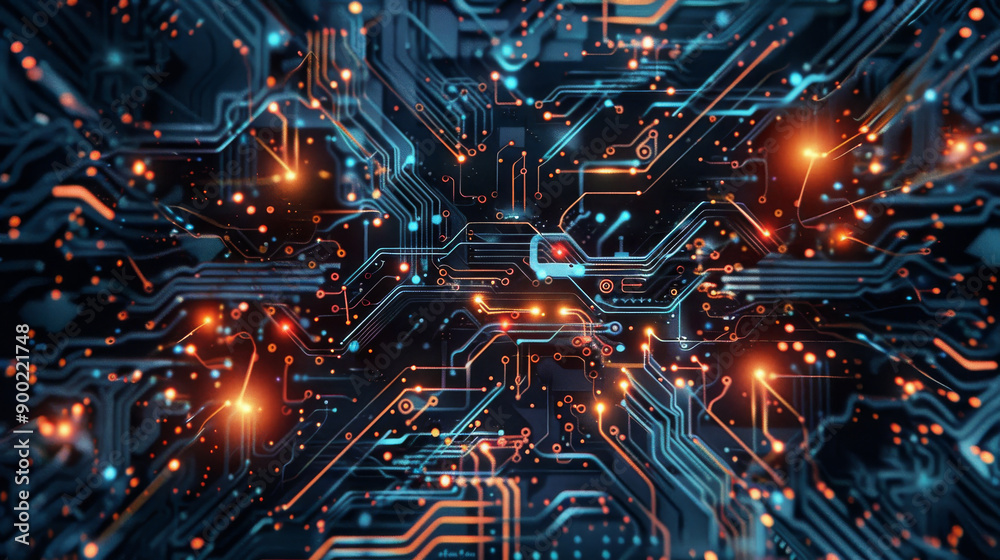 Poster ai circuit design, a combination of machine learning and advanced network technology.