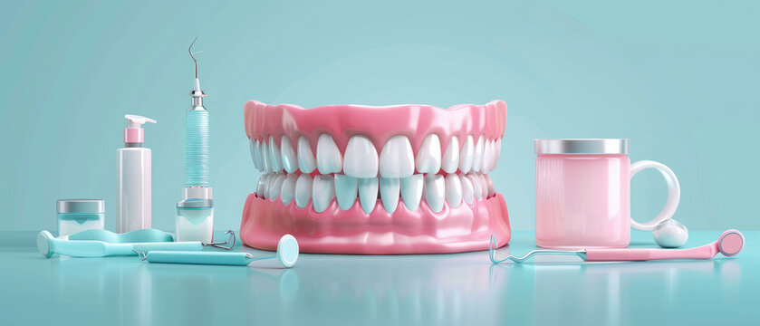 Flat design illustration depicting the braces tightening process in orthodontics, showcasing dental care and treatment options for patients.