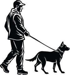 people with dog illustration. pet, dog, animal, portrait, people, puppy, friendship