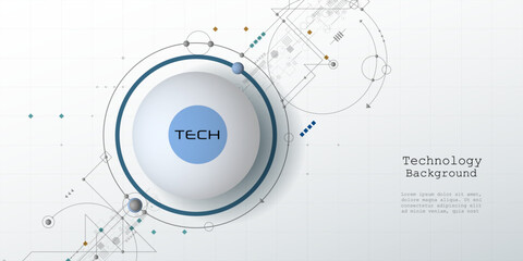 Obraz premium Vector Abstract circuit board, Illustration high tech computer, engineering, science and information technology on white color background. Hi-tech digital technology and futuristic concept