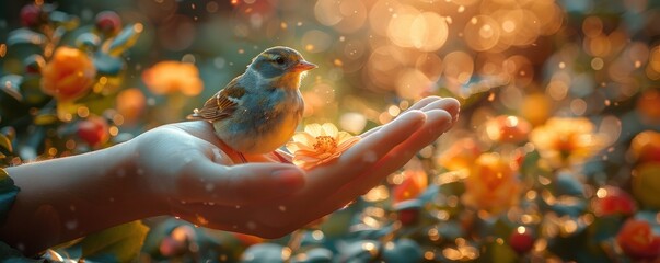 Nature lovers spotting a rare bird, [Delightful discovery], [reaction to wildlife sighting]